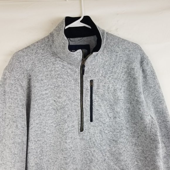 NWT Lands End Mens Sz M Gray Fleece Pullover Sweater 1/4 Zip Long Sleeve NEW - Picture 2 of 12